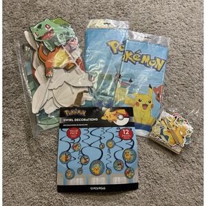 Pokemon Lot Birthday Decorations Spinner Tabletop Covers Cake Pikachu Kids